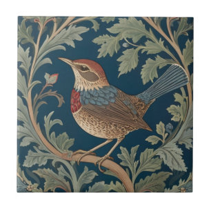 Carreau William Morris style Face gauche Wren Bird