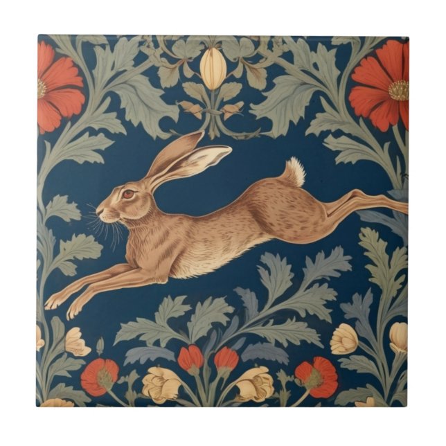 Carreau William Morris style gauche face au lièvre coureur (Devant)