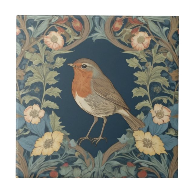 Carreau William Morris style L Robin Redmamd Bird (Devant)