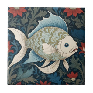 Carreau William Morris style Poisson droit Mer marine