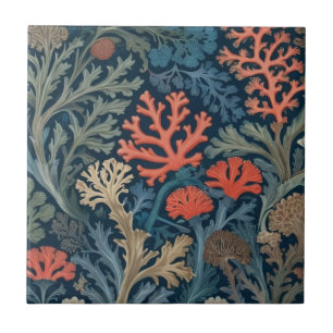 Carreau William Morris style sous-marin Corail marin