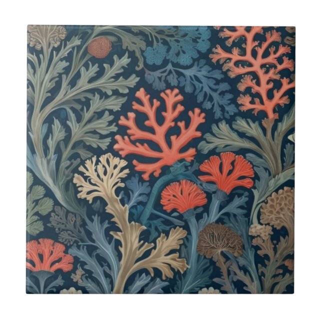 Carreau William Morris style sous-marin Corail marin (Devant)