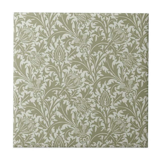 Carreau William Morris Thistle Sage Green Motif (Devant)