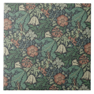 Carreau William Morris Vintage Floral Rose Green Compton