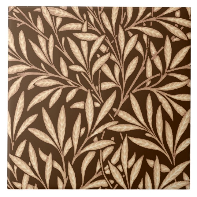 Carreau William Morris Willow Motif, Brown et beige  (Devant)