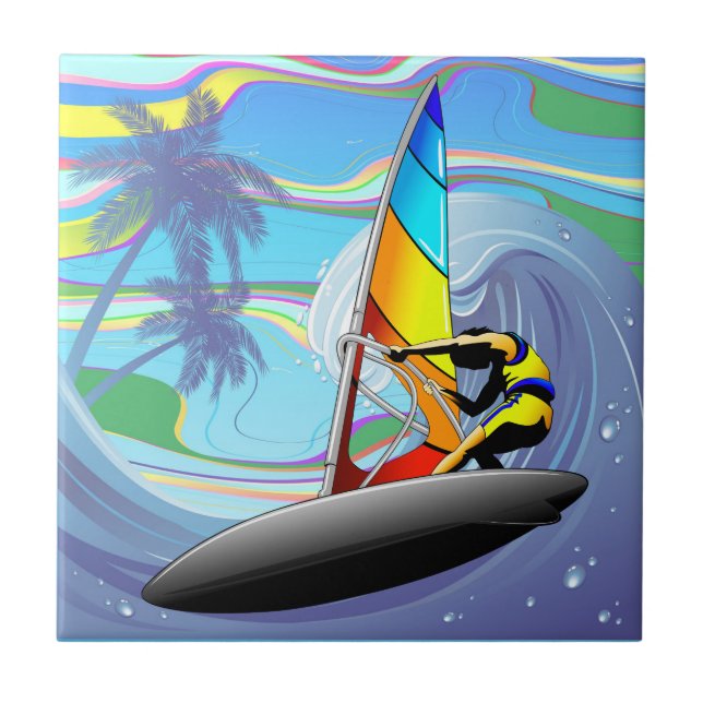Carreau WindSurfer sur Big Ocean Waves (Devant)