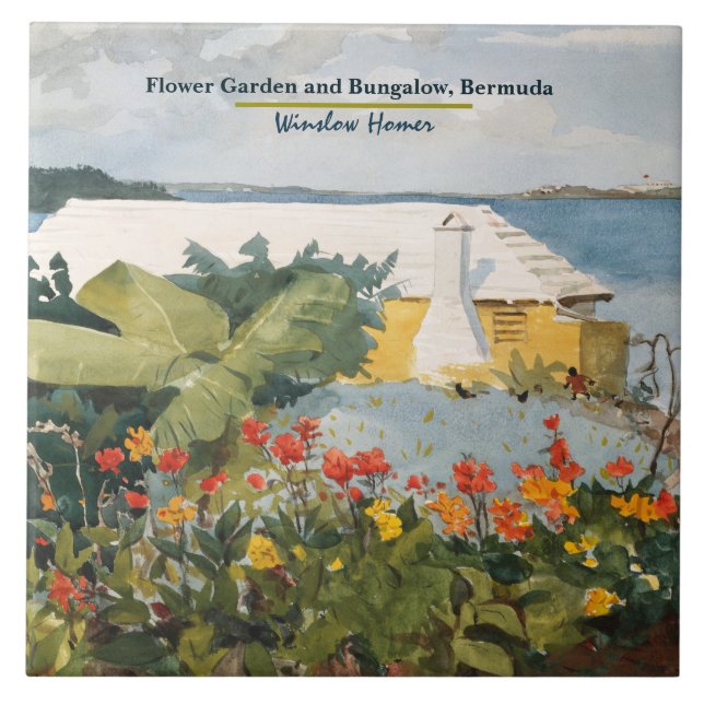 Carreau Winslow Homer Flower Garden et Bungalow Bermudes (Devant)