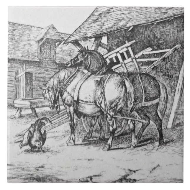 Carreau Wm Wise Minton Farm Animals Cheval Tile Repro (Devant)