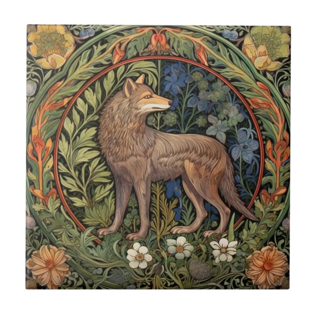 Carreau Wolf dans la forêt Art nouveau (Devant)