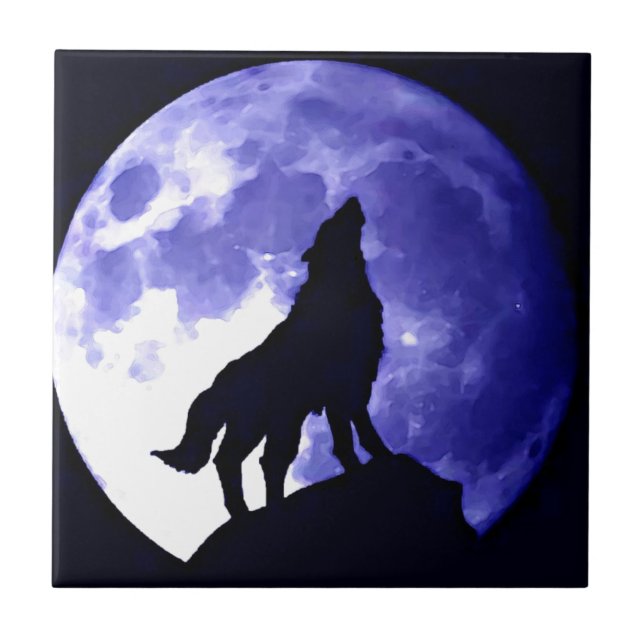 Carreau Wolf Silhouette & Pleine lune (Devant)