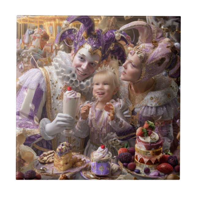 Carreau "Wooden Memory Box: Carousel of Sweets and Love in (Devant)