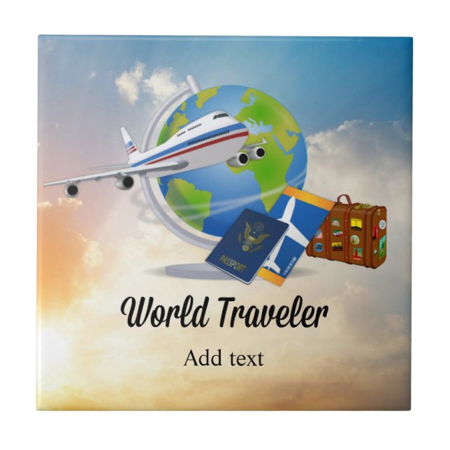 Carreau World Traveller Modèle, Ajouter du texte, (Devant)