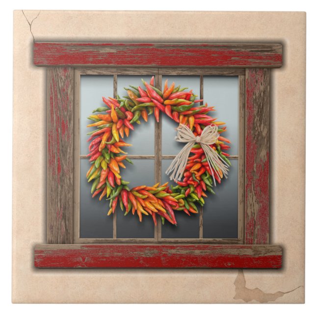 Carreau Wreath du sud-ouest du Chili sur une fenêtre en bo (Devant)