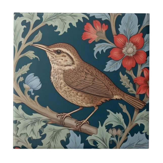 Carreau Wren William Morris style Face gauche Bird (Devant)