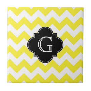 Carreau Yellow Chevron ZigZag Blk Quatrefoil Monagram