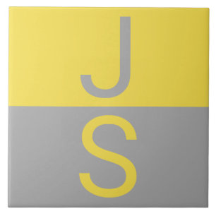 Carreau Yellow & Grey Modern Initials monogram