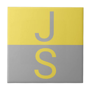 Carreau Yellow & Grey Modern Initials monogram