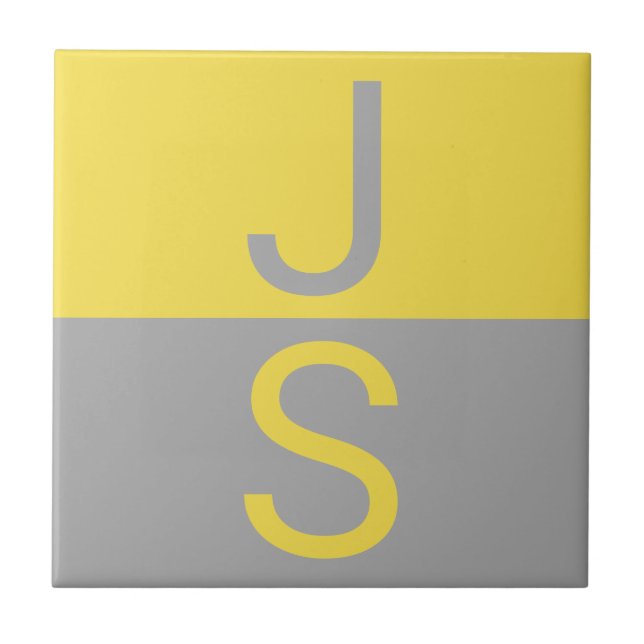 Carreau Yellow & Grey Modern Initials monogram (Devant)