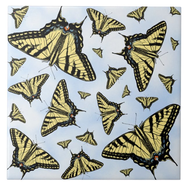 Carreau Yellow Swallowtail Butterflies on Blue Sky Custom (Devant)
