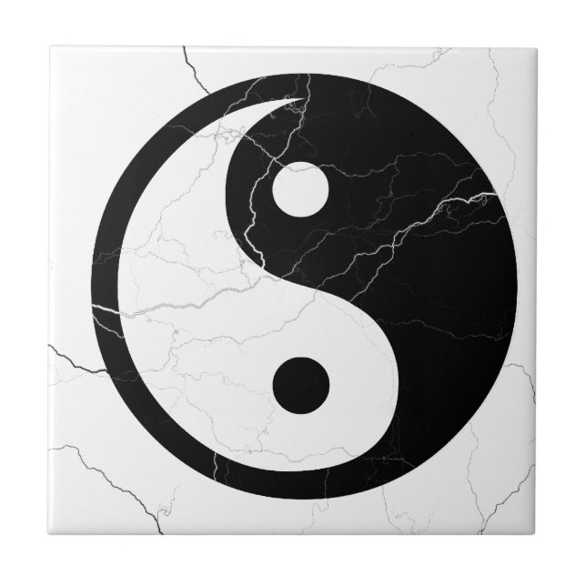 Carreau Yin noir et blanc et Yang (Devant)