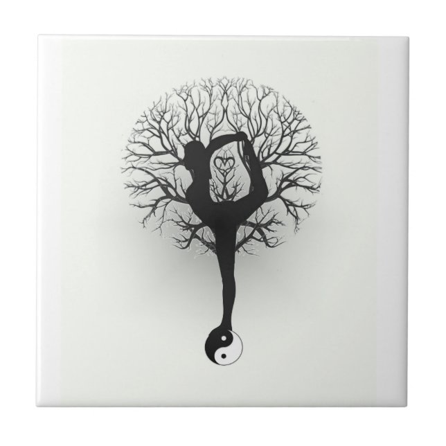 Carreau Yin Yang, arbre de la vie, femmes, yoga (Devant)
