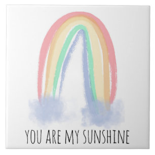 Carreau You are my sunshine watercolor painted rainbow
