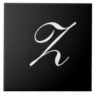 Carreau Z Monogramme initial blanc sur noir