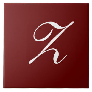 Carreau Z Monogramme initial blanc sur rouge foncé