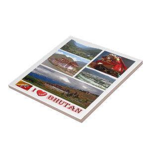 Carreau zBT007 I Love BHUTAN, Asie,