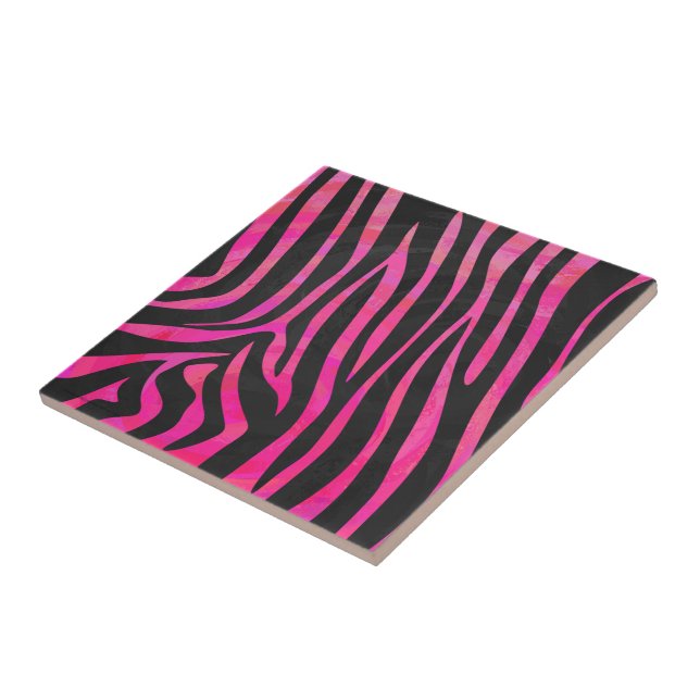 Carreau Zebra noir et rose chaud (Côté)
