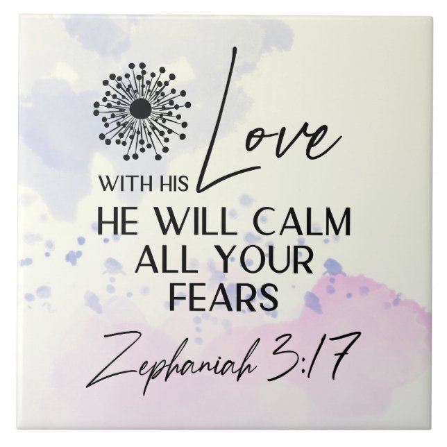 Carreau Zephanie 3:17 Son Amour calmera vos peurs Bible (Devant)