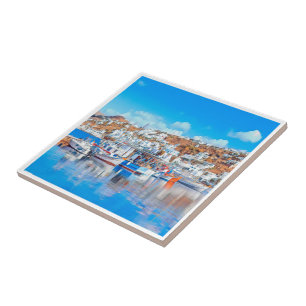 Carreau zGR014 MYKONOS - bateaux de pêche, Grèce,