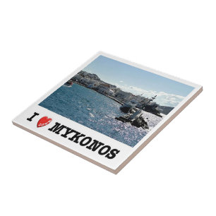 Carreau zGR048 MYKONOS, vieux port, Grèce,