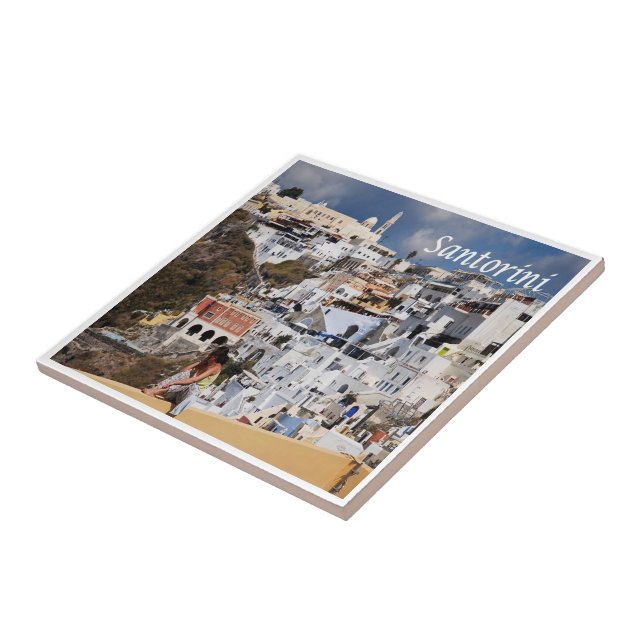 Carreau zGR075 SANTORINI Thera, Grèce, (Côté)