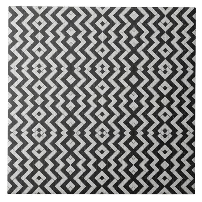 Carreau Zig-Zag Pavés en brique blanche et noire (Devant)