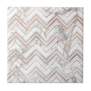 Carreau Zigzag rose d'or et de marbre