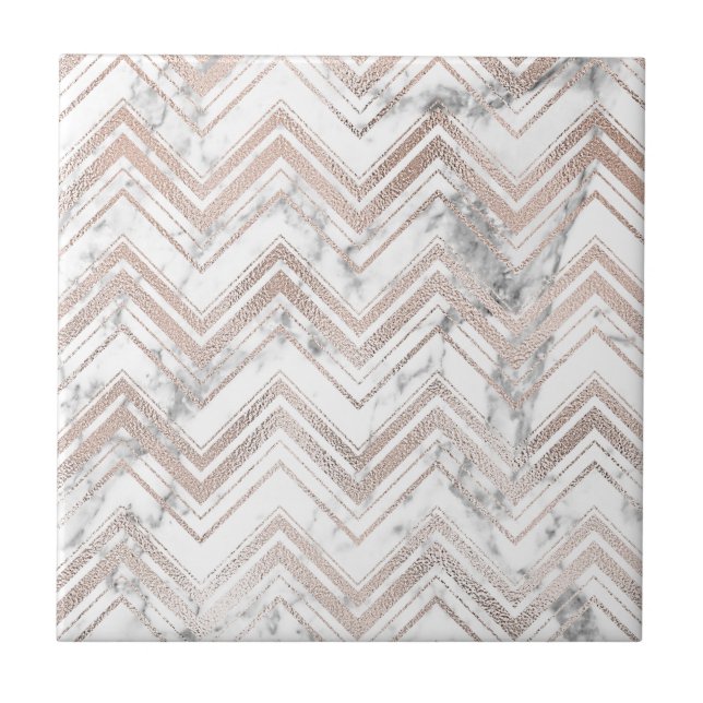 Carreau Zigzag rose d'or et de marbre (Devant)