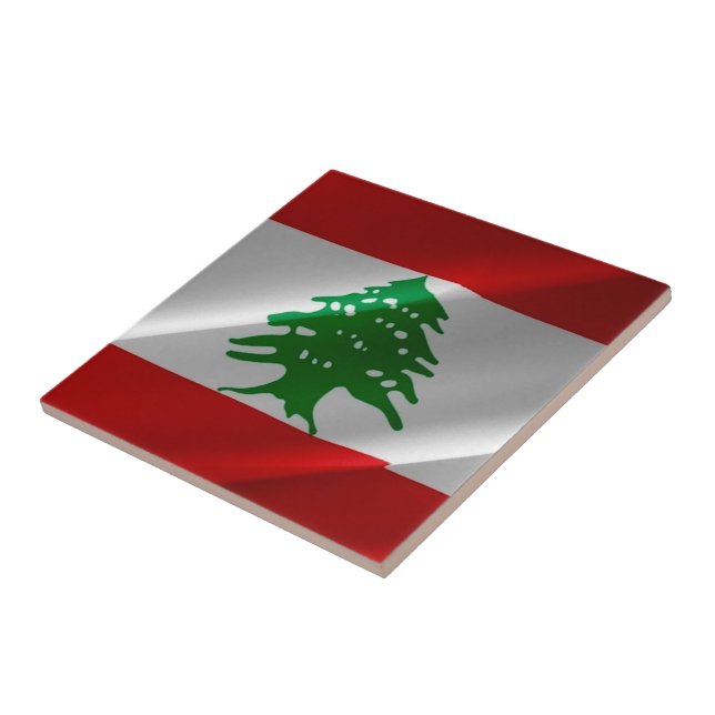Carreau zLB002 brandissant le DRAPEAU libanais Liban, (Côté)