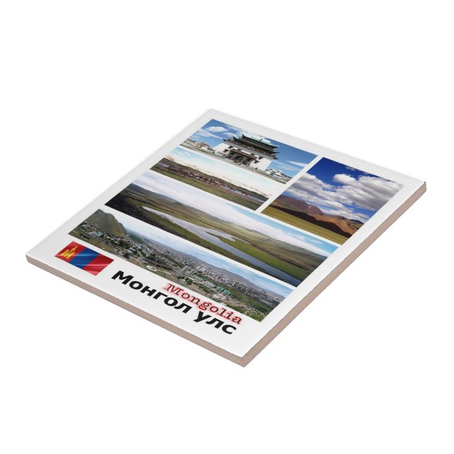 Carreau zMN003 Mosaïque MONGOLIA, Asie, (Côté)