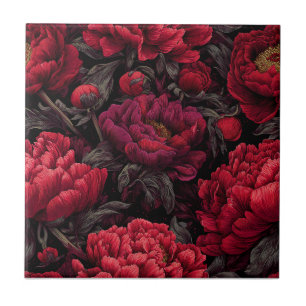 Carreaux Art Déco Gras Peonies Pour Entrée Élégant