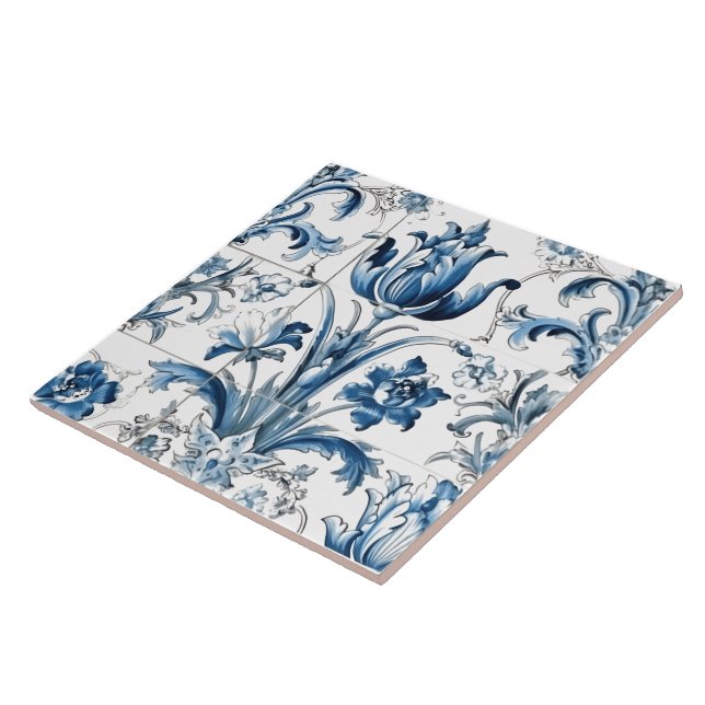 Carreaux azulejos bleu rustique complexe (Côté)