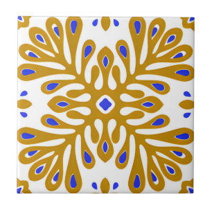 carreaux blancs et dorés fleurs jaunes avec vert