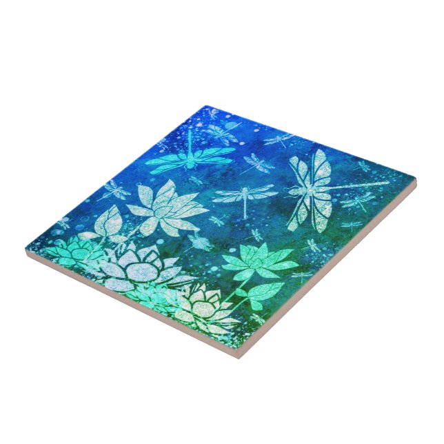 Carreaux bleu turquoise Fleurs Carreaux cinétiques (Côté)