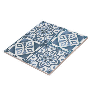 Carreaux bleus, mosaïque, majolica, citron,
