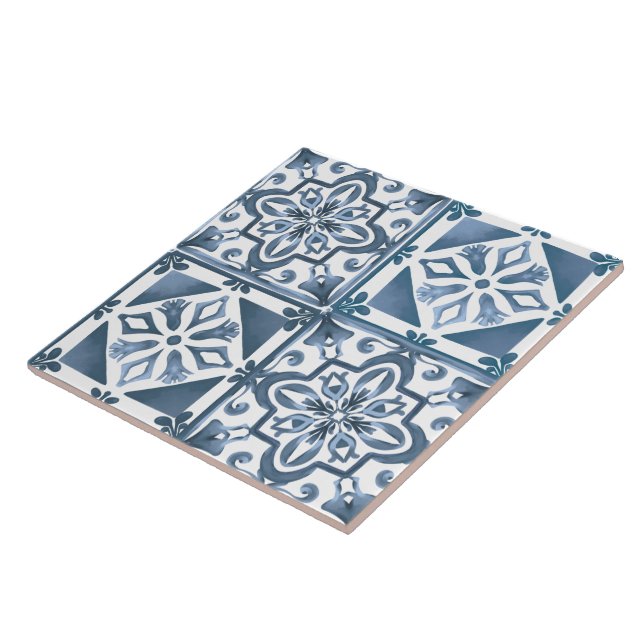 Carreaux bleus, mosaïque, majolica, citron, (Côté)