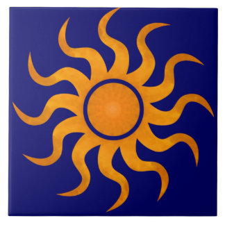 Carreaux Bleus Soleil Doré Minuit - Grand