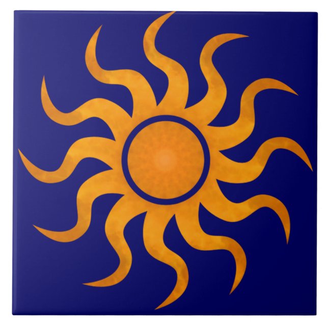 Carreaux Bleus Soleil Doré Minuit - Grand (Devant)