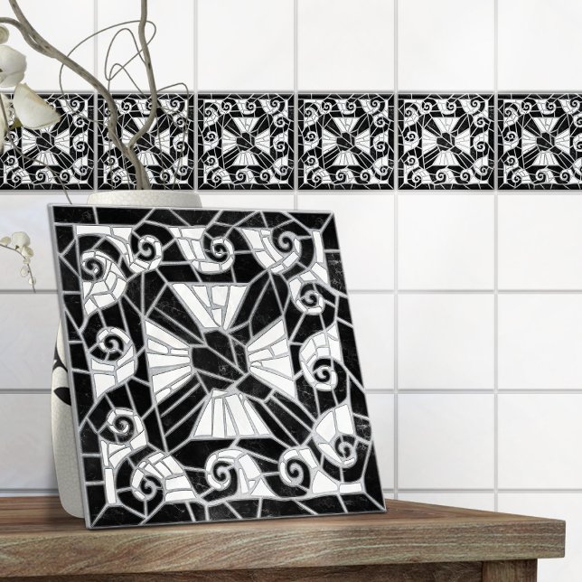 Carreaux brisés grecs mosaïque marbre noir (Créateur téléchargé)
