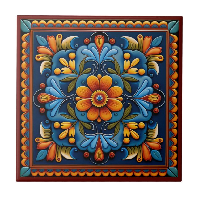 carreaux céramique de style art huichol mexicain (Devant)
