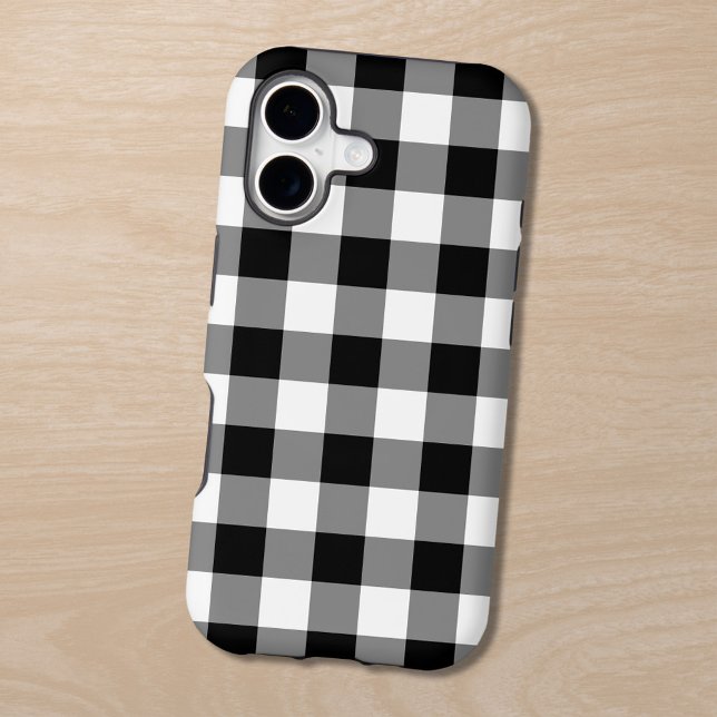 Carreaux de buffle noir et blanc (Black and White Buffalo Plaid Case-Mate iPhone Case in situ)